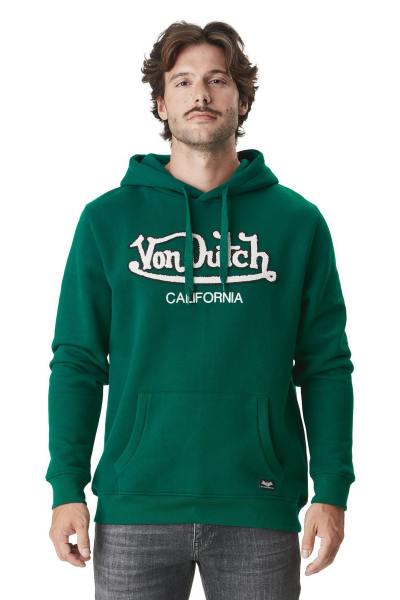 Sweatshirt à capuche vert forêt avec logo bouclettes