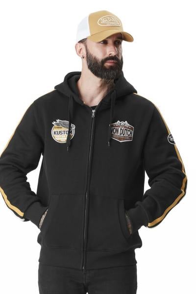 Sweat zippé avec bandes et badges racing