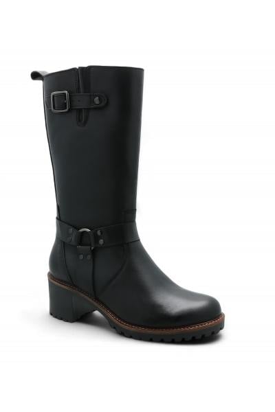 Bottes montantes en cuir nappa noir