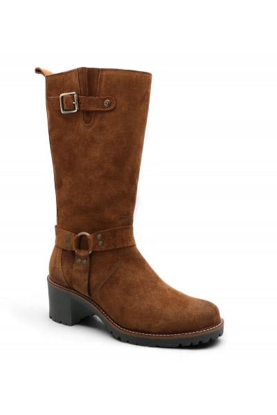 Bottes montantes en cuir velours marron