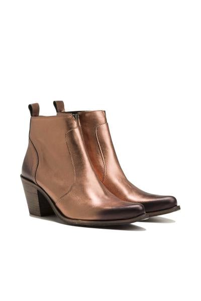 Bottines en cuir laminées couleur bronze