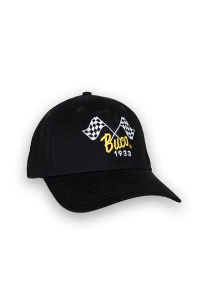 Casquette noire avec logo drapeaux damier