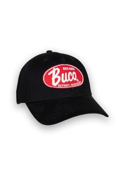 Cappellino nero con logo rosso e bianco