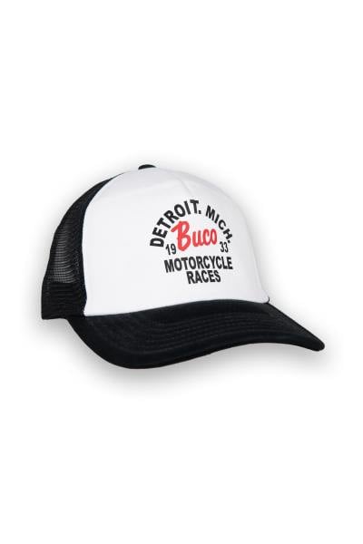 Casquette trucker blanche et noire logo Detroit Michigan