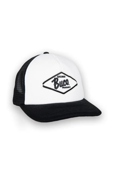 Casquette trucker blanche et noire logo diamant blanc et noir