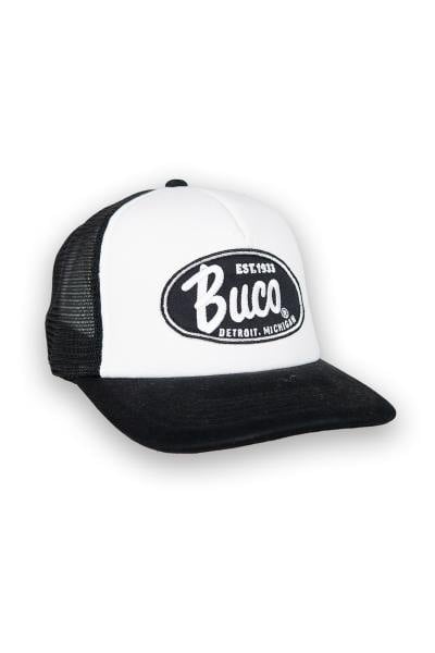 Casquette trucker blanche et noire logo noir et blanc