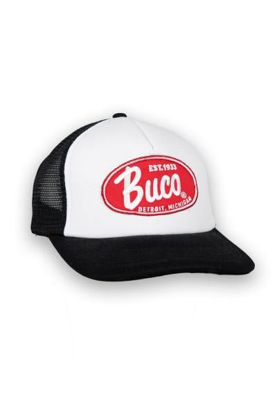 Casquette trucker blanche et noire logo rouge et blanc