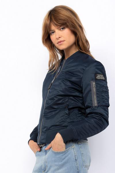 Bomber MA-1 en nylon recyclé bleu marine pour femme