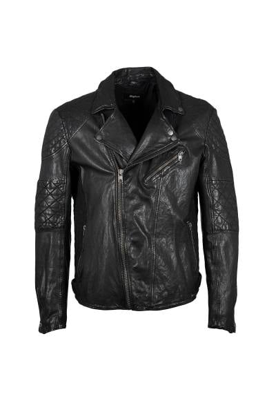 Blouson style biker en cuir de mouton