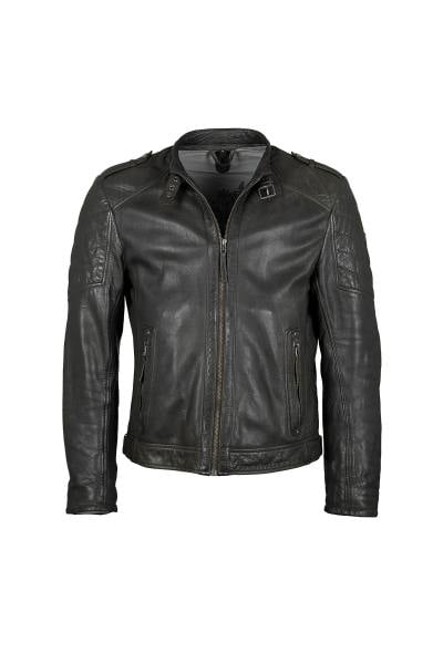 Blouson en cuir d'agneau végétal Anthracite