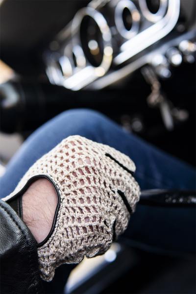 Gants de pilote mitaines en cuir noirs avec crochets coton