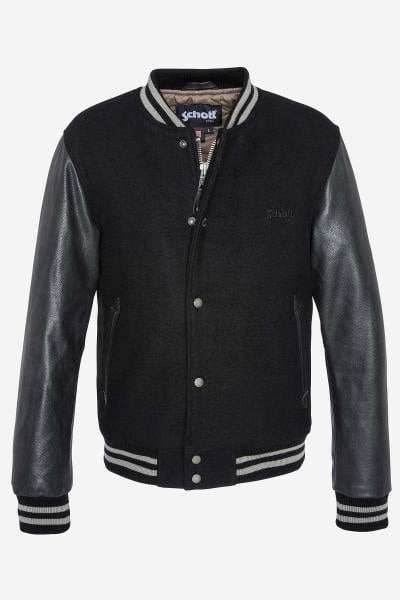 Teddy Varsity en laine, nylon et cuir de vachette noir