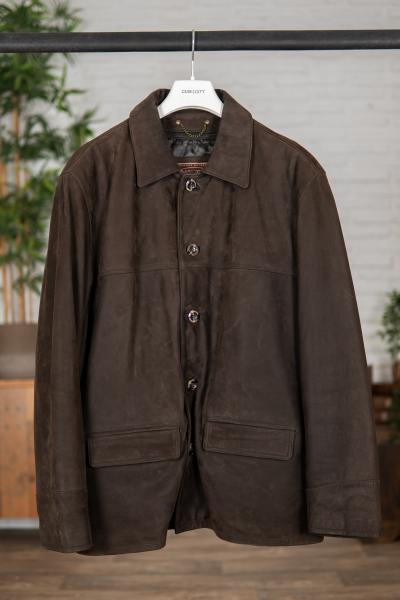 Chaqueta de media caña de nubuck marrón