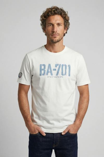Cremefarbenes T-Shirt im Armeestil