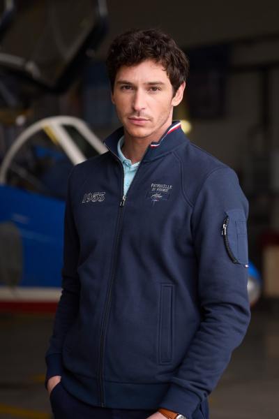 Felpa con zip e collo alto Patrouille de France blu navy