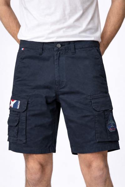 Bermuda blu navy in cotone con applicazioni