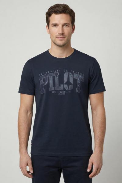 Marineblaues Baumwoll-Piloten-T-Shirt