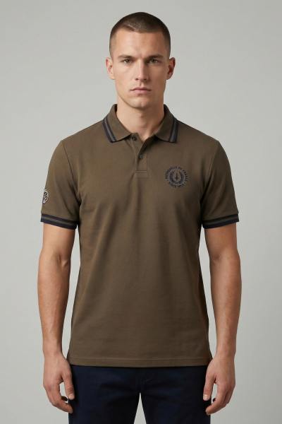 Khakifarbenes Herren-Poloshirt mit Logo