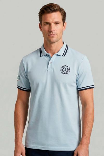Herren-Poloshirt in Hellblau mit Logo