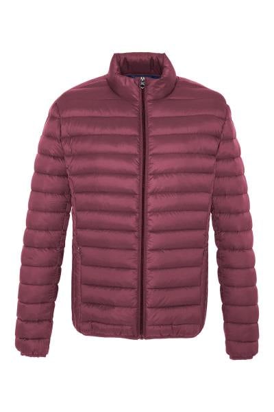 Burgunderfarbene Steppdaunenjacke