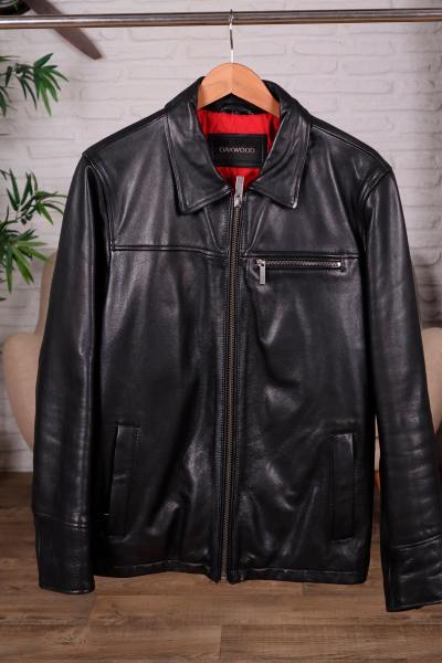 Blouson col Chemise en cuir de vachette