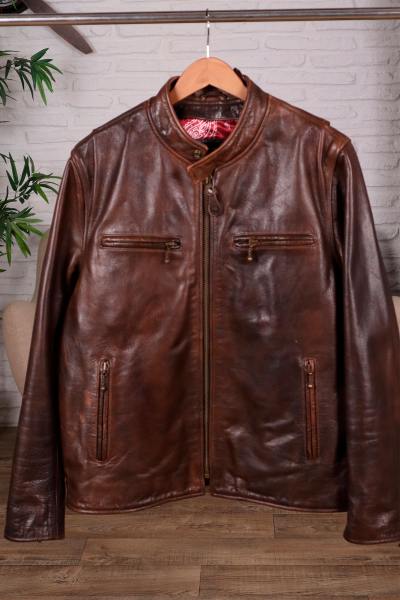 Blouson en cuir de vachette couleur Rust