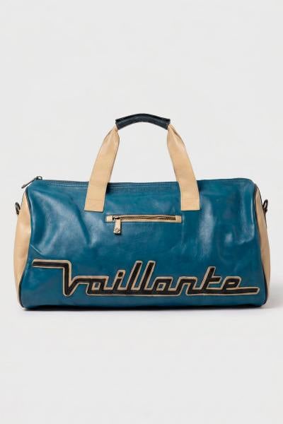 Borsa in pelle blu royal in stile vintage, formato da 48 ore