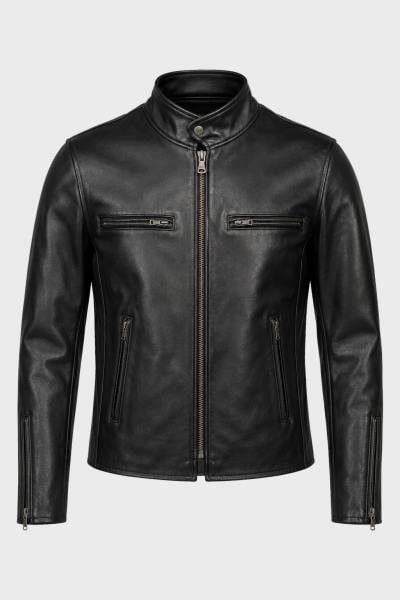 Giubbotto in cuoio Buco J-100R - Napa nero, linea pulita spirito café racer