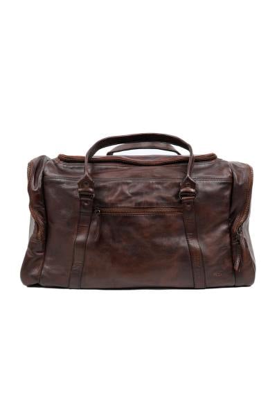 Ampia borsa da viaggio in pelle marrone