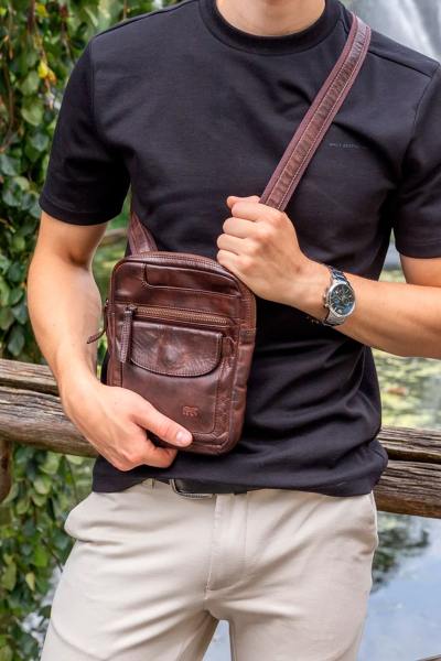borsa a tracolla in pelle marrone
