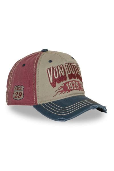 Dreifarbige Baseballkappe mit Stickerei und Used-Look-Schirm