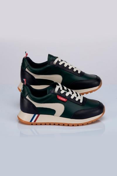 Zapatillas deportivas verdes para hombre en piel de vacuno.