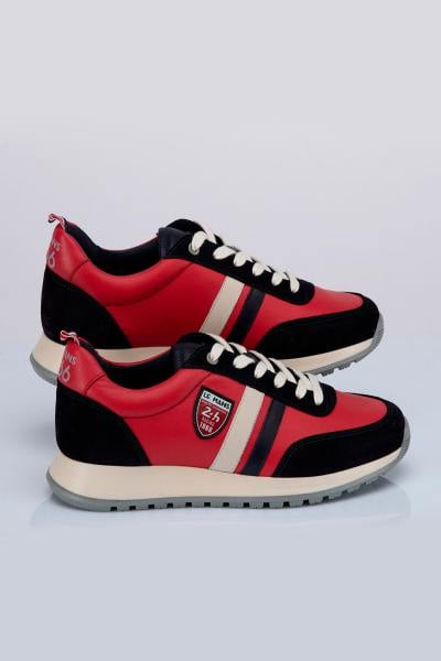 Zapatillas de carreras de cuero rojo