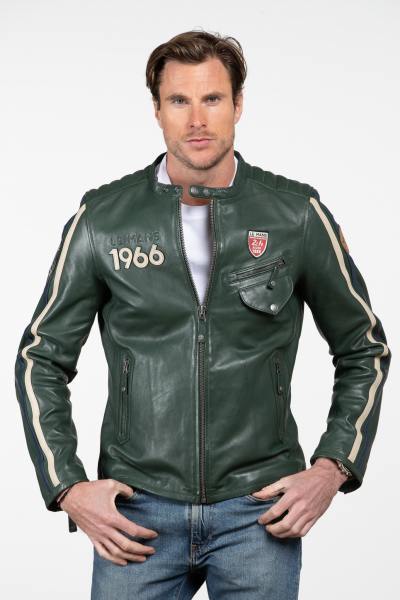 Chaqueta de cuero verde de carreras, edición 24 Horas de Le Mans