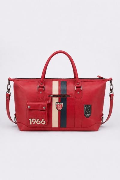 Reisetasche aus rotem Leder im Rennsportstil, 48-Stunden-Größe