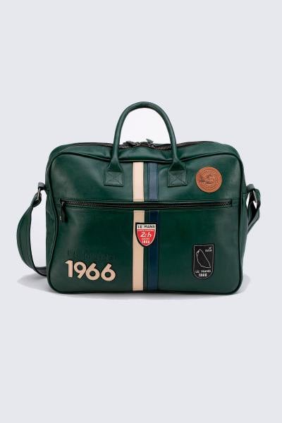 Sac messenger en cuir vert 24h Le Mans