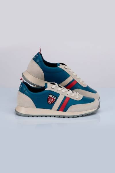 Ocean Blue Racing Leather Sneakers