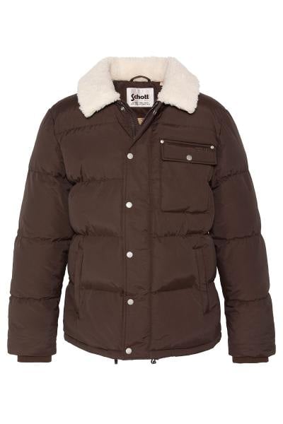 Calda giacca imbottita marrone in cotone e nylon