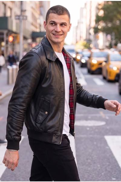 Die ikonische Harrington-Jacke aus Leder neu interpretiert
