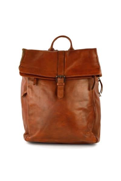 Sac à dos en cuir cognac style vintage