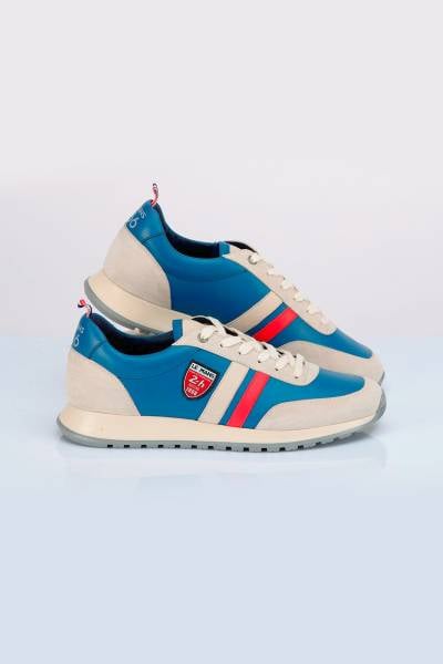 Ocean Blue Racing Leather Sneakers