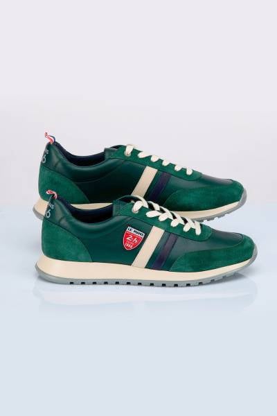 Rennsport-Sneaker aus grünem Rindsleder