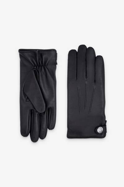 Schwarze Lammlederhandschuhe mit Seidenfutter