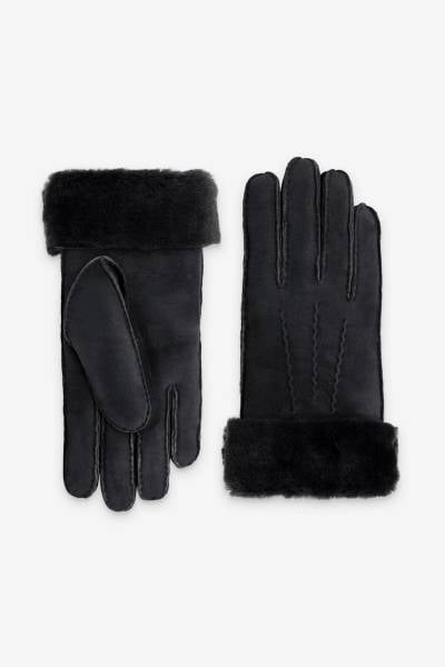 Gants noir en cuir de mouton retourné