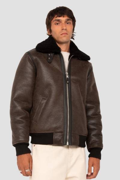 herren Jacke schott LC1259RIB BLACK-BROWN