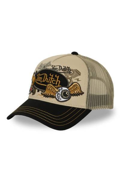 Cappellino beige con toppe ricamate