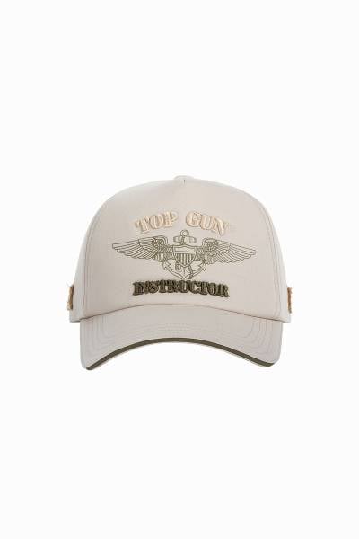 Cappellino in cotone beige con logo ricamato