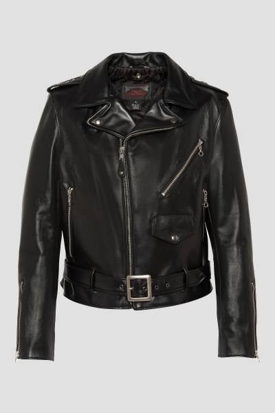 Blouson Perfecto® en cuir noir « Born to Ride – Two Star », avec deux étoiles par épaulette
