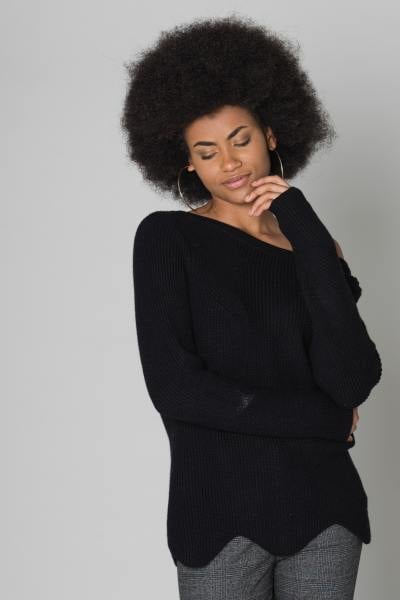 Langarm-Pullover schwarz 