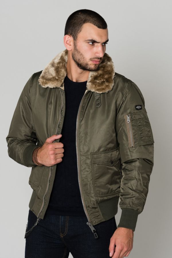 Blouson homme schott OHARA ARMY KAKI - cuir-city.com